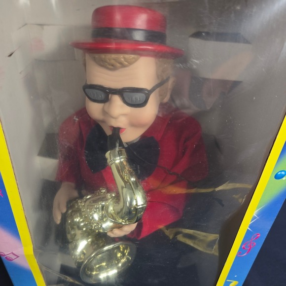 The Jazzman Dancing Swaying Saxophone Player Vintage New Open Box - Picture 2 of 10